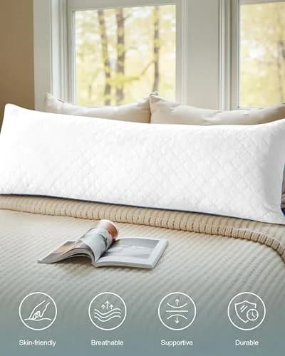 YZ HOME Long Body Pillow for Adults | Firm Support with Adjustable Height (20x54 Inch, White) thumbnail 2