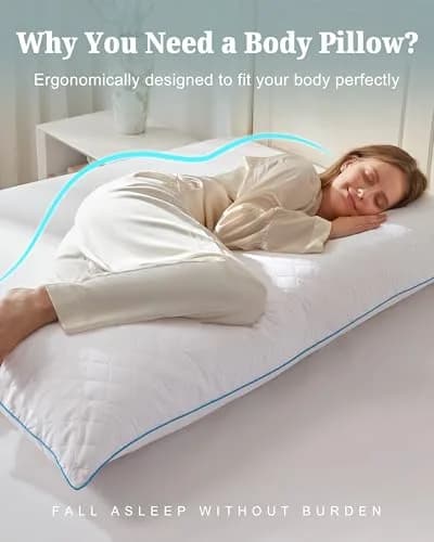 YZ HOME Long Body Pillow for Adults | Firm Support with Adjustable Height (20x54 Inch, White) thumbnail 3