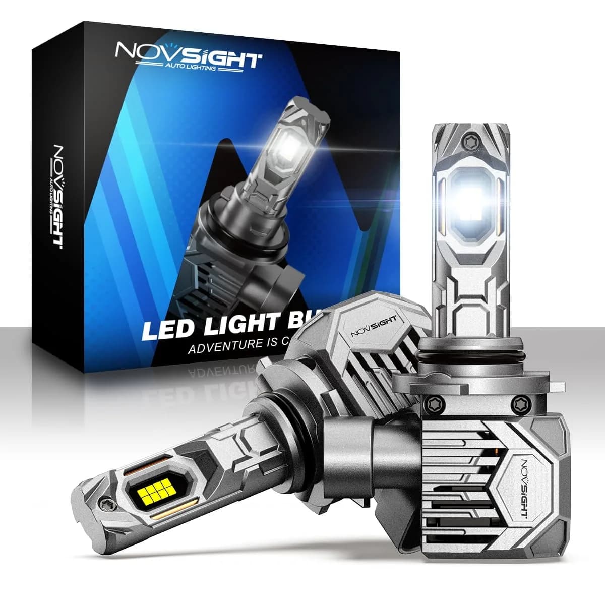 NOVSIGHT 9005 LED Fog Light Bulbs 2 Pack | 50,000 Lumens, 6500K Cool White, 800% Brightness, Plug & Play — 9005/HB3