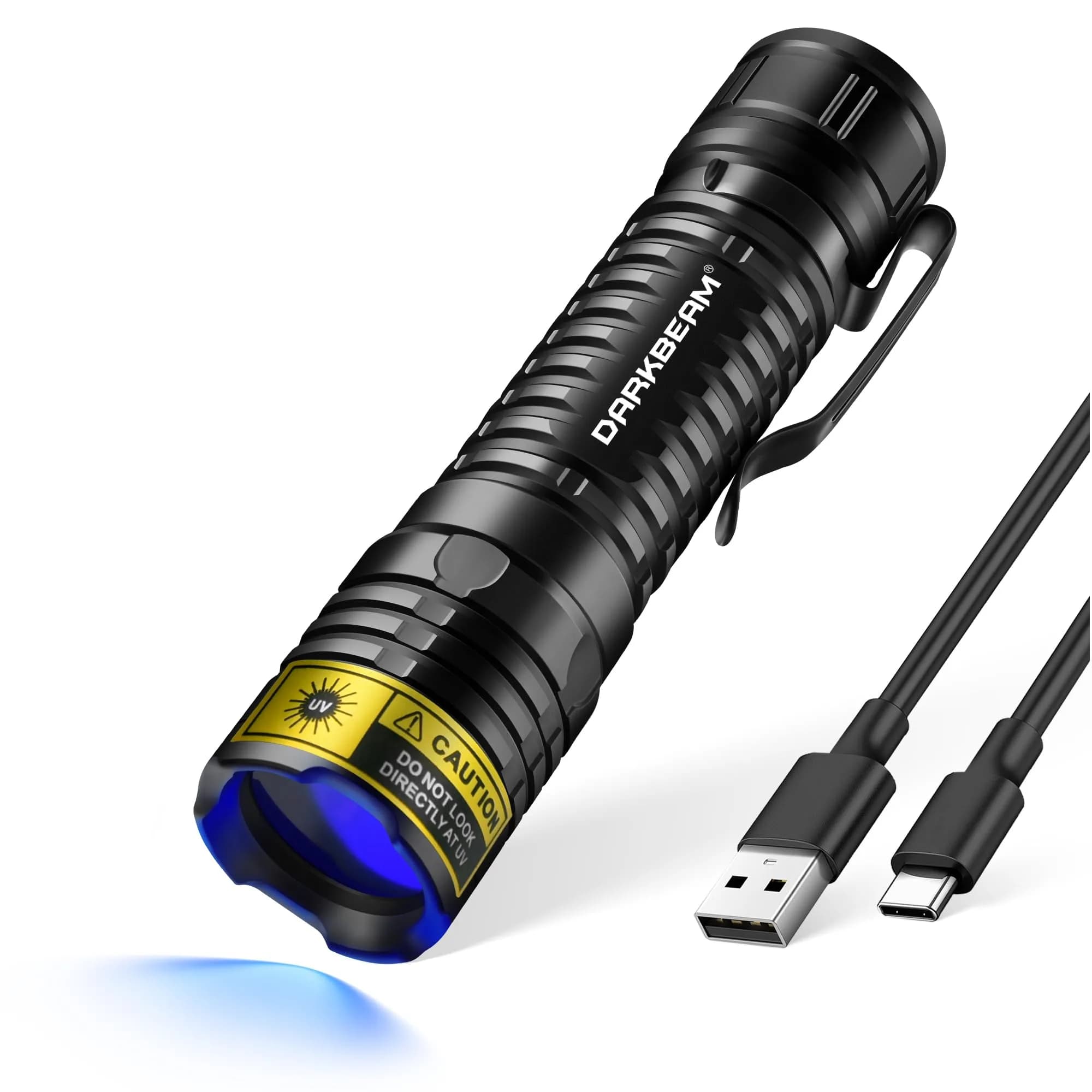 DARKBEAM UV Flashlight Filtered 365nm LED Black Light Woods Lamp Blacklight | Pet Urine & Stain Detector — UV 365nm(bluish)