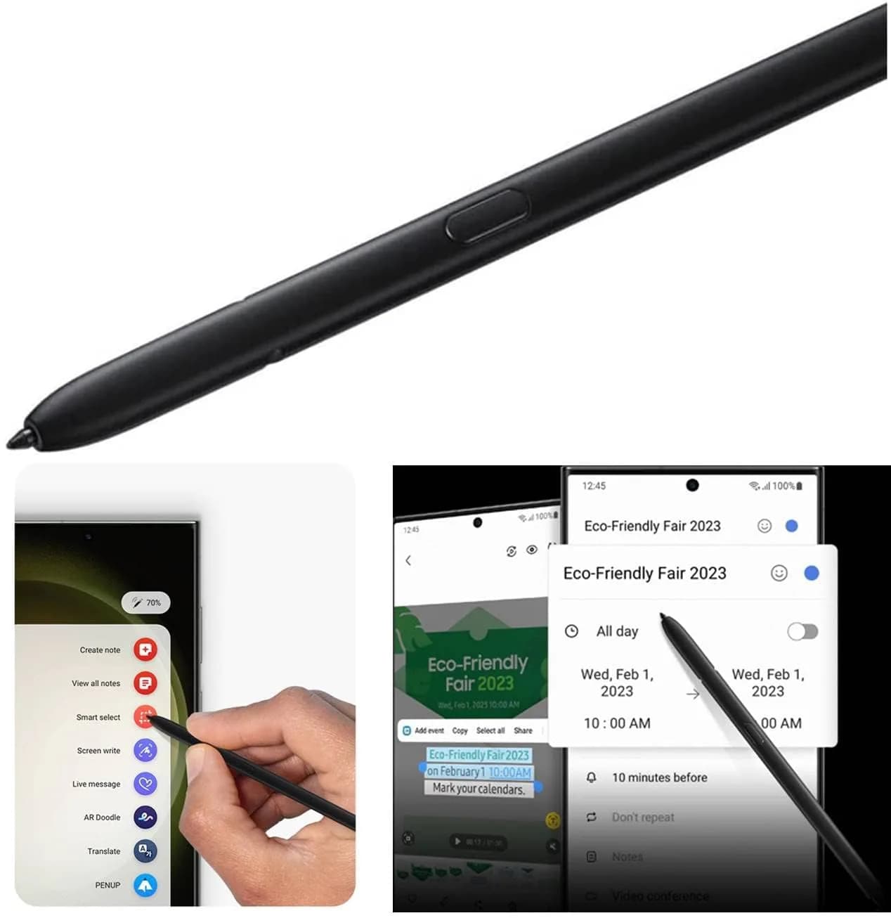 TYHJ S Pen S23 Ultra Replacement Stylus Pen 0.7mm 4096 Pressure Levels | Silver Top Matches Sky Blue & Lime Phones - view 5