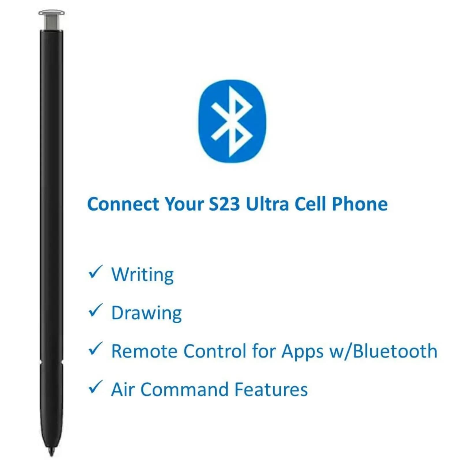 TYHJ S Pen S23 Ultra Replacement Stylus Pen 0.7mm 4096 Pressure Levels | Silver Top Matches Sky Blue & Lime Phones - view 3