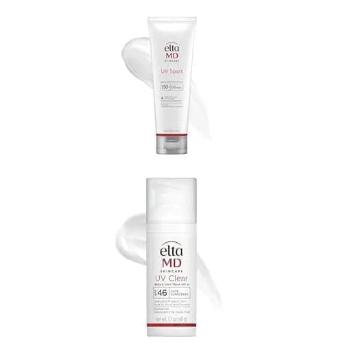 EltaMD UV Sport SPF 50 Body Sunscreen 8oz & UV Clear SPF 46 Face Sunscreen 1.7oz | Water & Sweat Resistant, Oil-Free, for Acne-Prone Sensitive Skin thumbnail 1