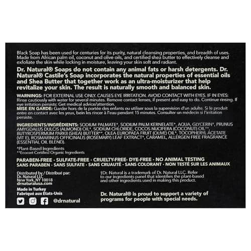 Dr. Natural Black Bar Soap 5 oz | Organic Shea Butter for Acne & Blemishes | Gentle & Moisturizing thumbnail 9