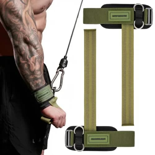 M MANUEKLEAR Green Lifting Straps with Double D-Ring & Padded Support, 34cm (13.4in) | Grip Strength for Weightlifting thumbnail 1