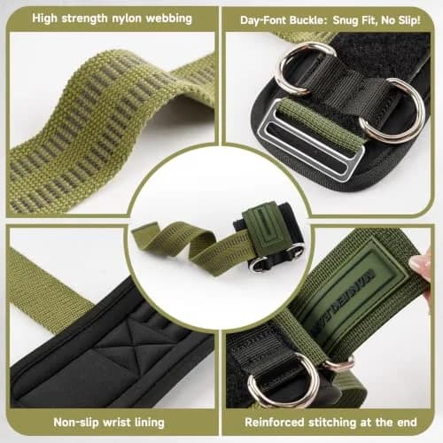 M MANUEKLEAR Green Lifting Straps with Double D-Ring & Padded Support, 34cm (13.4in) | Grip Strength for Weightlifting thumbnail 7