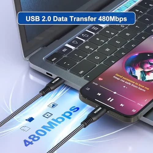 Bawanfa 20ft USB C to USB C Cable | 60W Fast Charging & Durable Braided Design thumbnail 7