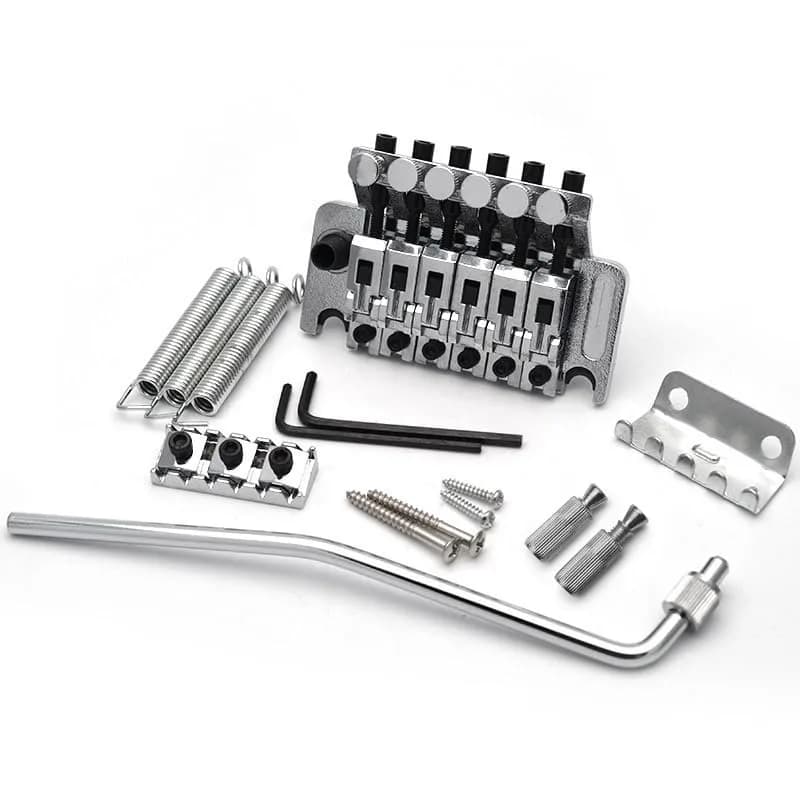 SAPHUE Electric Guitar Tremolo Bridge Double Locking System for Floyd Rose Type (Matte Chrome, 53mm) thumbnail 2