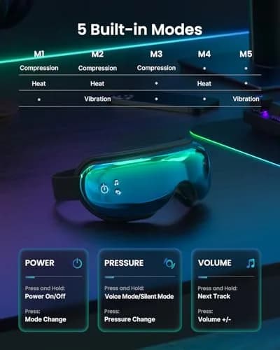 RENPHO Eyeris 1V Voice Control Eye Massager with Heat & Bluetooth Music | Gradient Green (1 Unit) thumbnail 6