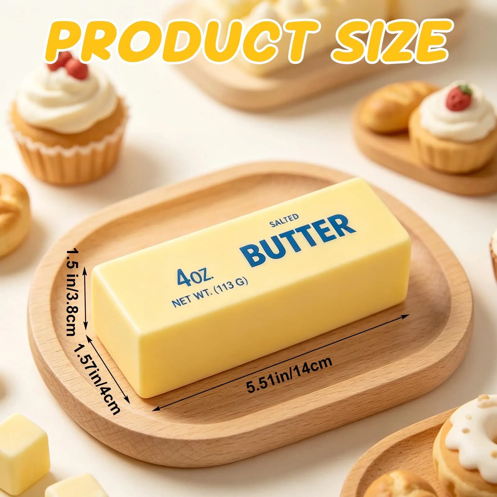 Lyreh Butter Stick Squeeze Toy Slow Rising Fidget Toy, Light Yellow (14x4x3.8cm) - view 2