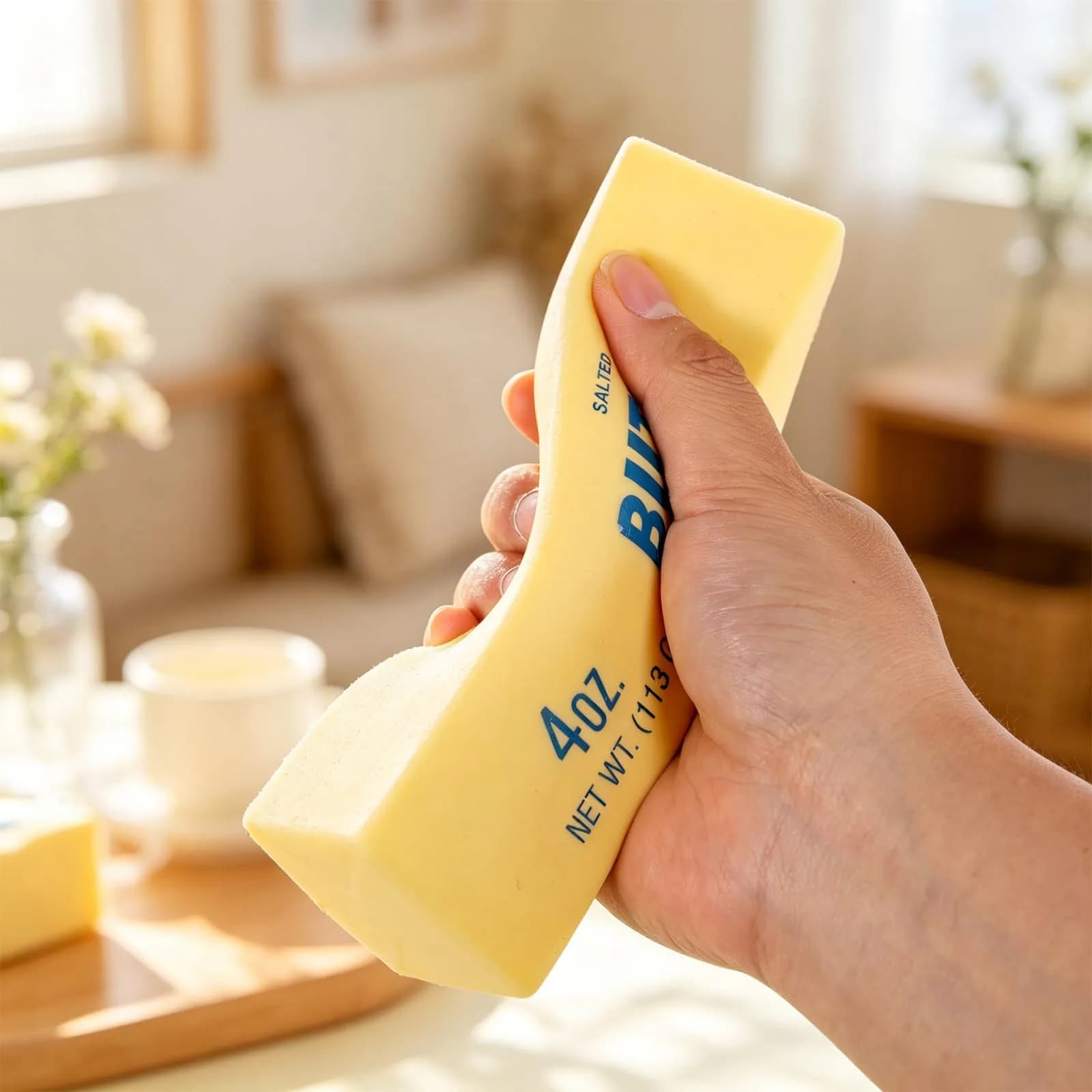 Lyreh Butter Stick Squeeze Toy Slow Rising Fidget Toy, Light Yellow (14x4x3.8cm) - view 6
