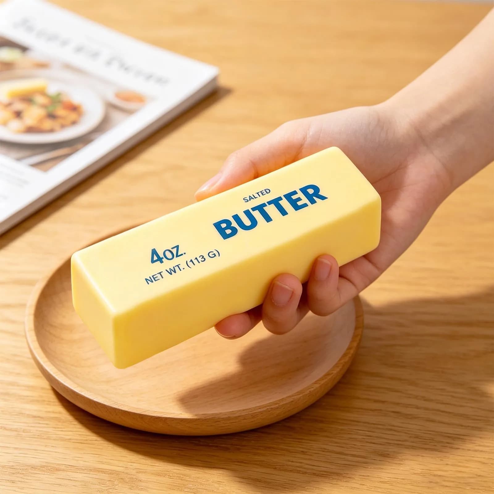 Lyreh Butter Stick Squeeze Toy Slow Rising Fidget Toy, Light Yellow (14x4x3.8cm) - view 7