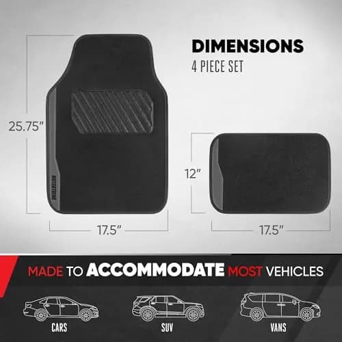 Motor Trend SpeedSeries Car Floor Mats Set - Versatile Fit for Cars, Trucks, SUVs, Vans 25.75"L x 17.5"W | Racing Design thumbnail 4