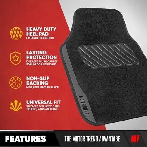 Motor Trend SpeedSeries Car Floor Mats Set - Versatile Fit for Cars, Trucks, SUVs, Vans 25.75"L x 17.5"W | Racing Design thumbnail 3