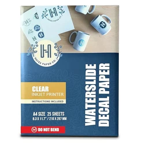 Hayes Waterslide Decal Paper for Inkjet Printers | 20+5 Free Clear A4 Sheets | Quick Dry, Strong Adhesion, Easy Application thumbnail 1