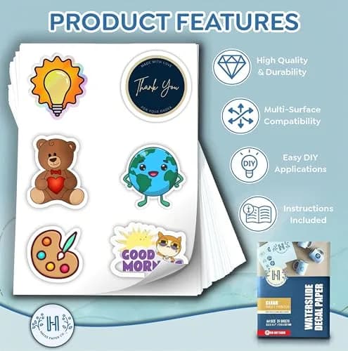 Hayes Waterslide Decal Paper for Inkjet Printers | 20+5 Free Clear A4 Sheets | Quick Dry, Strong Adhesion, Easy Application thumbnail 2