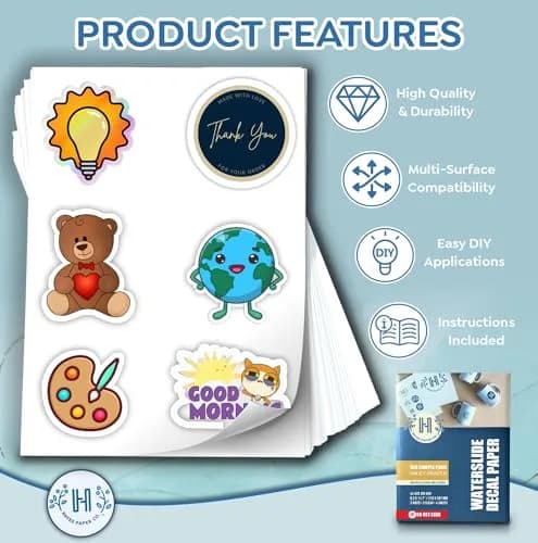 Hayes Waterslide Decal Paper for Inkjet Printers | 10 Clear A4 Sheets (8.25x11.7") | Quick Dry, Strong Adhesion, Easy Application | Premium Water Transfer Paper 200gsm for DIY Crafts thumbnail 3