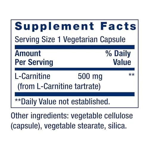 Life Extension L-Carnitine 500 mg Vegetarian Capsules | Supports Energy & Memory thumbnail 2