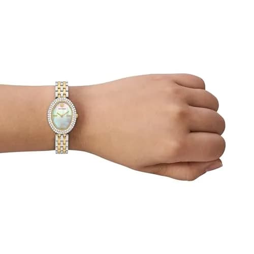 Tory Burch Women's Oval Two Tone Bracelet Watch 28mm | Mother-of-Pearl Dial & 30m Water Resistance thumbnail 4