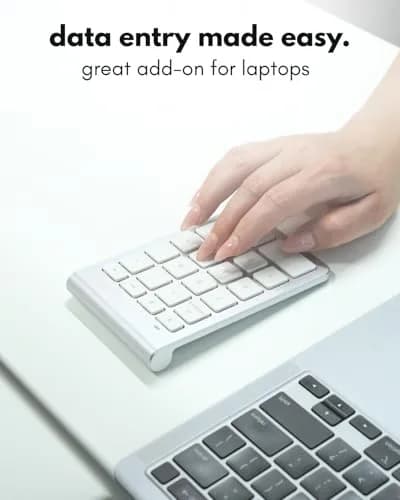 Macally Bluetooth Number Pad for Laptop - Wireless Numeric Keypad with Arrow & Function Keys, Silver (1 Unit) thumbnail 4