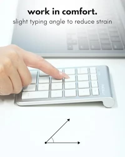 Macally Bluetooth Number Pad for Laptop - Wireless Numeric Keypad with Arrow & Function Keys, Silver (1 Unit) thumbnail 5