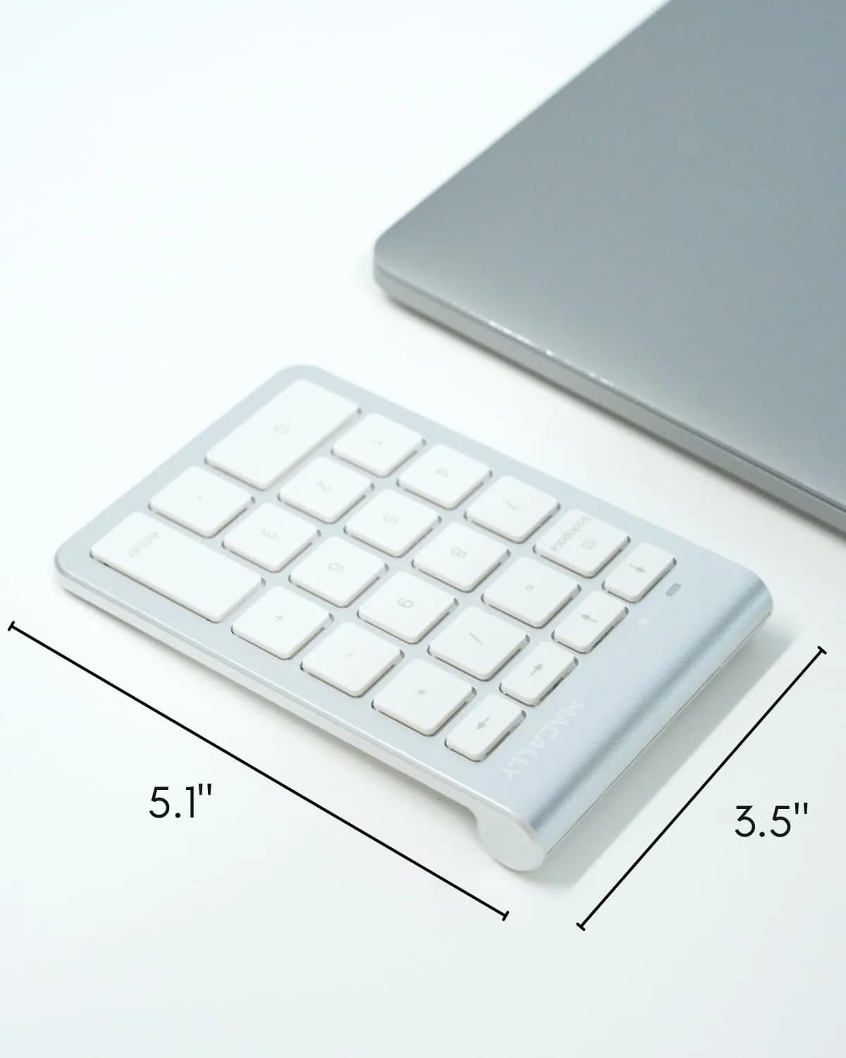 Macally Bluetooth Number Pad for Laptop - Wireless Numeric Keypad with Arrow & Function Keys, Silver (1 Unit) - view 7
