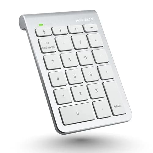 Macally Bluetooth Number Pad for Laptop - Wireless Numeric Keypad with Arrow & Function Keys, Silver (1 Unit) thumbnail 1