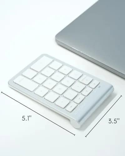 Macally Bluetooth Number Pad for Laptop - Wireless Numeric Keypad with Arrow & Function Keys, Silver (1 Unit) thumbnail 7