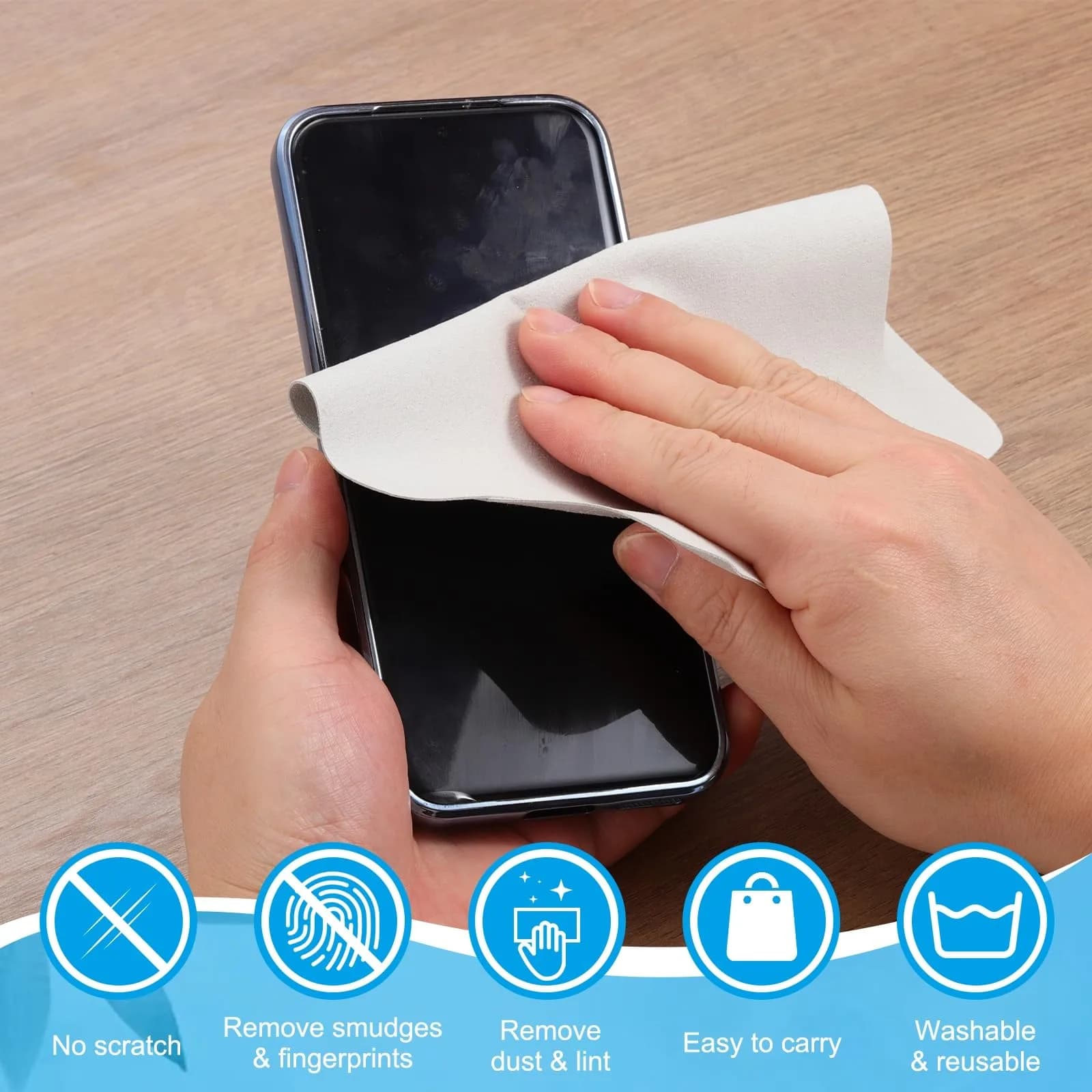 PATIKIL Microfiber Cleaning Cloth 13cm x 13cm (5" x 5") | Soft Lint-Free Wipe for Lenses & Screens - view 5