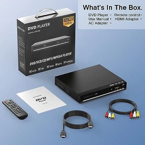 WSJSYH All-Region DVD Player with HDMI & USB | Plays CD, DVD, VCD, JPEG, MP3 | 1080P Upscaling thumbnail 7