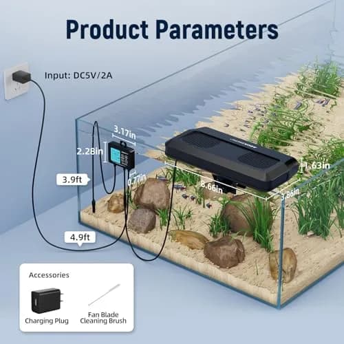 AQUASMITH Aquarium Chiller Fan with Temperature Control | Silent, Auto Start/Stop, 3-Speed Modes for Fish & Coral Tanks thumbnail 7