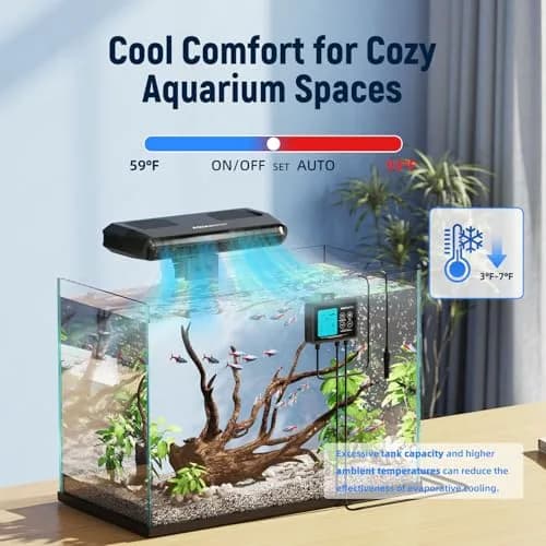 AQUASMITH Aquarium Chiller Fan with Temperature Control | Silent, Auto Start/Stop, 3-Speed Modes for Fish & Coral Tanks thumbnail 2