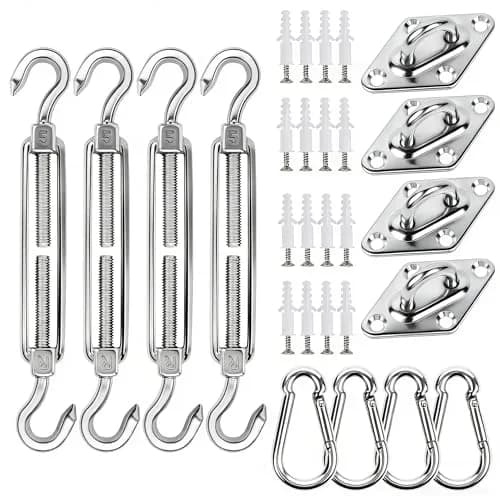 YOFIT 44 Pcs Shade Sail Hardware Kit 5 Inch | 304 Stainless Steel Turnbuckles & Brackets for Triangle/Rectangle Sails thumbnail 1