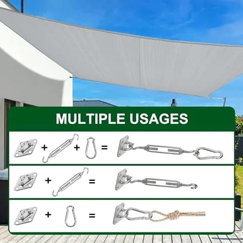 YOFIT 44 Pcs Shade Sail Hardware Kit 5 Inch | 304 Stainless Steel Turnbuckles & Brackets for Triangle/Rectangle Sails thumbnail 5
