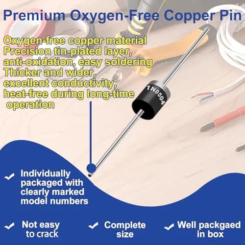 Tnisesm 20 Values Diodes Kit 190 Pcs | Rectifier, Schottky, Fast Recovery, Switching Diodes Assortment thumbnail 3