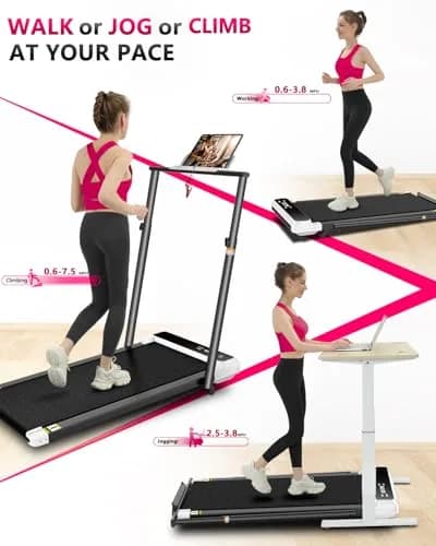 AGTFU Walking Pad with Handle Bar | 5% Manual Incline, Foldable, 300 LBS Capacity, Quiet Under Desk Treadmill thumbnail 3