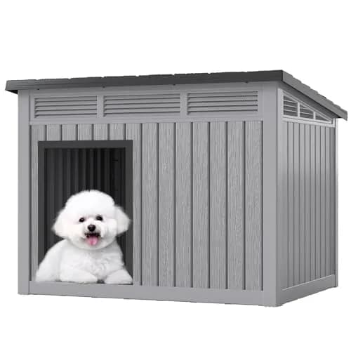 Fancyango Dog House for Indoor & Outdoor Use | Weatherproof, Fits Small to Medium Dogs (32.1" L x 25.1" W x 24" H) | Grey thumbnail 1