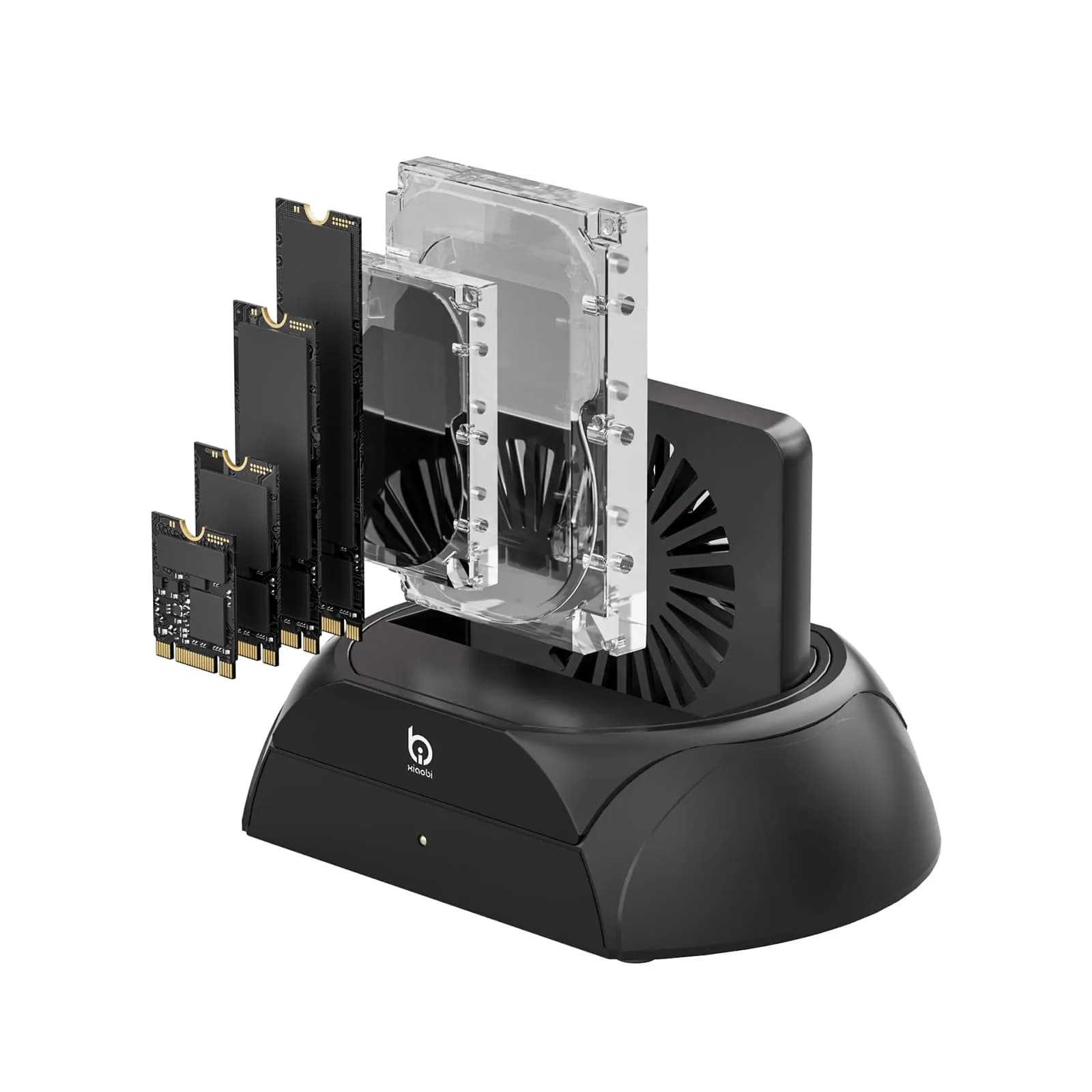 xiaobi Hard Drive Docking Station with Cooling Fan | NVMe & SATA Support, USB-C, 2.5/3.5" HDD & SSD, Independent Fan & Power Switches