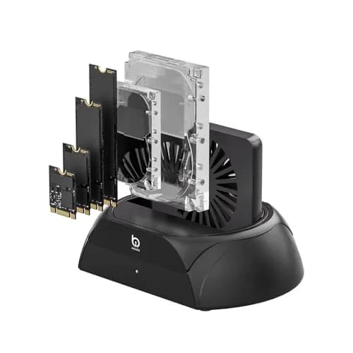 xiaobi Hard Drive Docking Station with Cooling Fan | NVMe & SATA Support, USB-C, 2.5/3.5" HDD & SSD, Independent Fan & Power Switches thumbnail 1