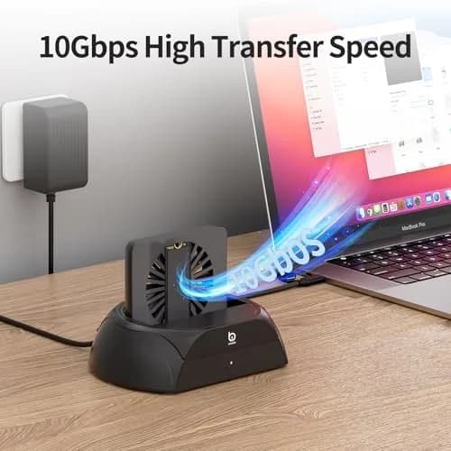 xiaobi Hard Drive Docking Station with Cooling Fan | NVMe & SATA Support, USB-C, 2.5/3.5" HDD & SSD, Independent Fan & Power Switches thumbnail 4