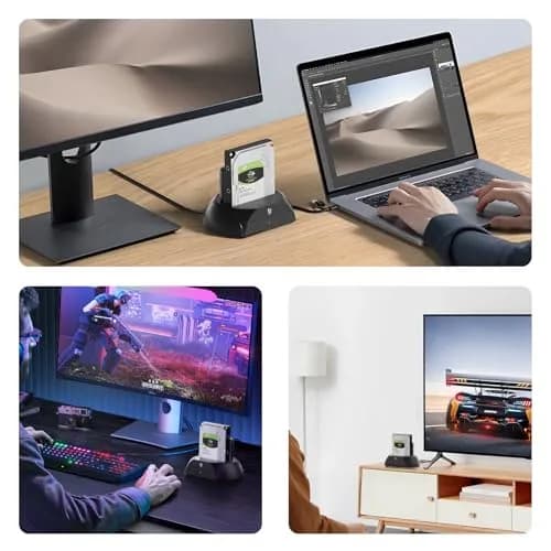 xiaobi Hard Drive Docking Station with Cooling Fan | NVMe & SATA Support, USB-C, 2.5/3.5" HDD & SSD, Independent Fan & Power Switches thumbnail 7