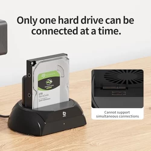 xiaobi Hard Drive Docking Station with Cooling Fan | NVMe & SATA Support, USB-C, 2.5/3.5" HDD & SSD, Independent Fan & Power Switches thumbnail 8