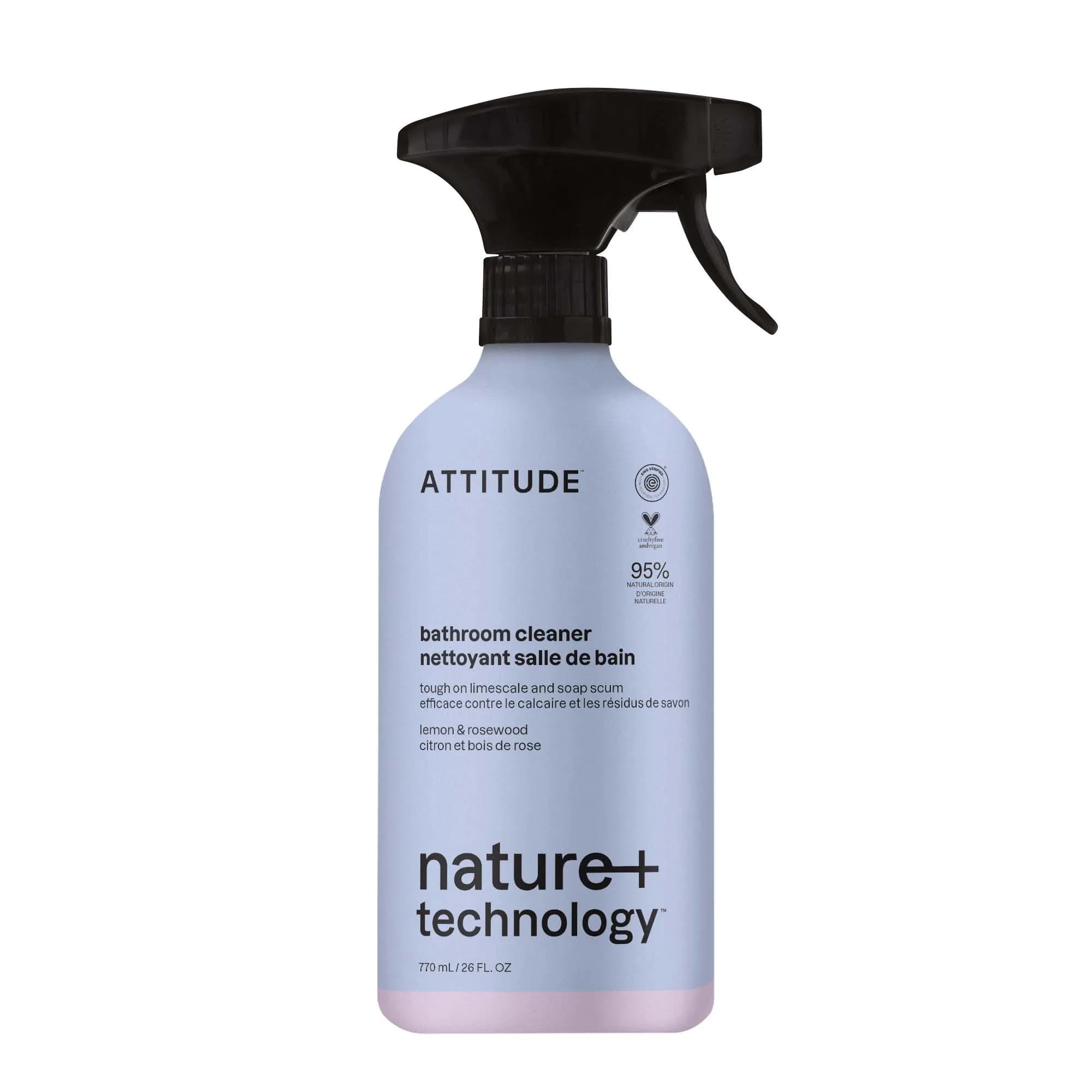 ATTITUDE Bathroom Cleaner Spray Lemon & Rosewood 768ml (26 Fl Oz) | EWG Verified Natural Origin Ingredients