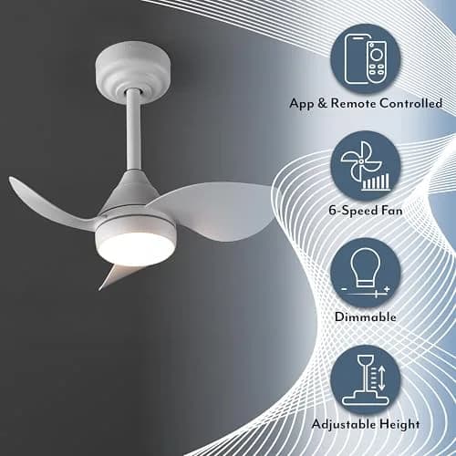 OVAL AIR AIR8000B Albini 22" Contemporary Minimalist Ceiling Fan | 6-Speed Dimmable LED, Remote & App Control thumbnail 4