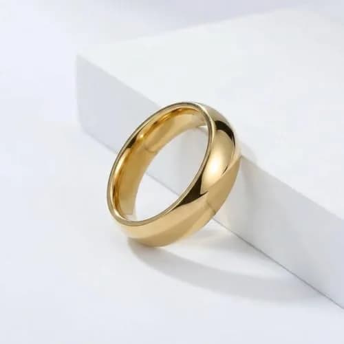 YOESDIE Gold Dome Cigar 6mm Titanium Ring Wedding Band for Men Women | Hypoallergenic, Scratch-Resistant, Waterproof thumbnail 5