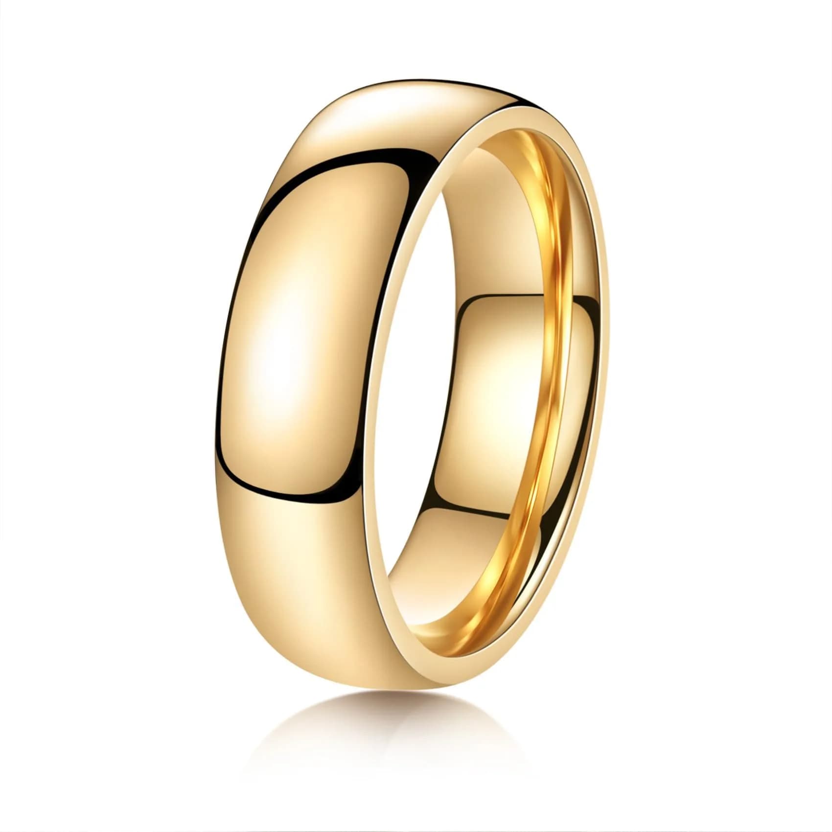 YOESDIE Gold Dome Cigar 6mm Titanium Ring Wedding Band for Men Women | Hypoallergenic, Scratch-Resistant, Waterproof