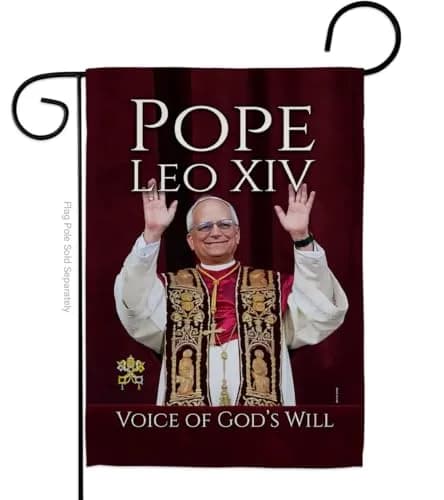 Pope Leo XIV Flag New Era Vatican Memorabilia Garden Flag 13" x 18.5" | Religious Wall Art thumbnail 1