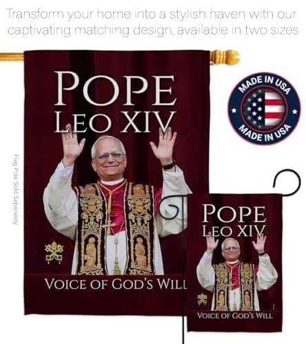 Pope Leo XIV Flag New Era Vatican Memorabilia Garden Flag 13" x 18.5" | Religious Wall Art thumbnail 4