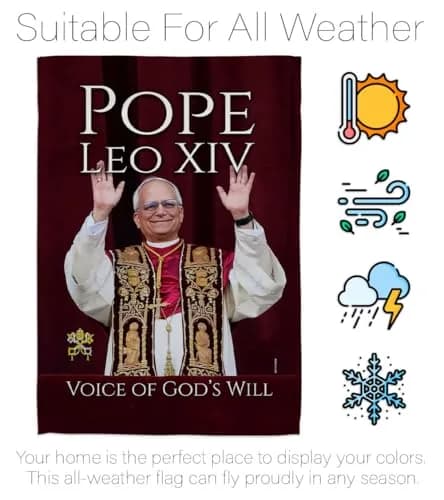 Pope Leo XIV Flag New Era Vatican Memorabilia Garden Flag 13" x 18.5" | Religious Wall Art thumbnail 6