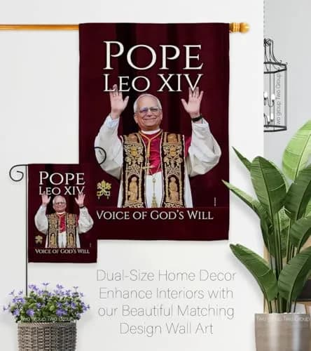 Pope Leo XIV Flag New Era Vatican Memorabilia Garden Flag 13" x 18.5" | Religious Wall Art thumbnail 8